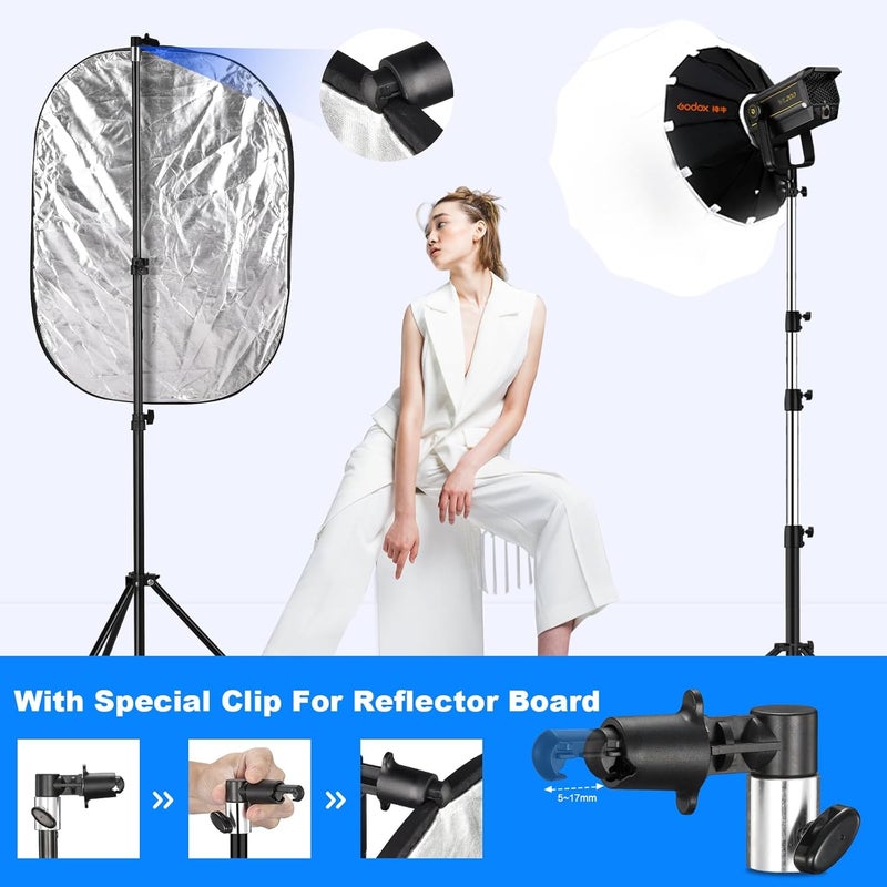soonpho Reflector Photography 35 x 47 inch/90 x 120cm 5-in-1 Collapsible Oval Light Reflectors Diffuser for Photography with Holder Cilp and Carring Case for Studio, Outdoor Lighting and Shooting - Image 5